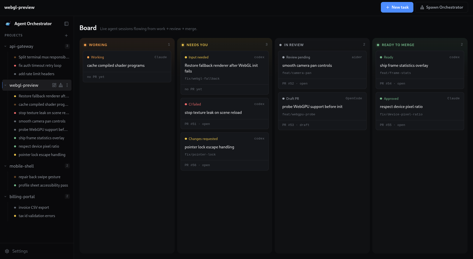 Agent Orchestrator Dashboard